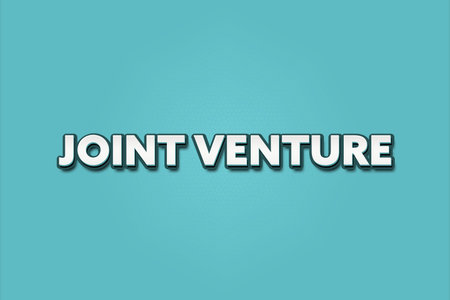 Joint Venture. A Illustration with white text isolated on light green background.
