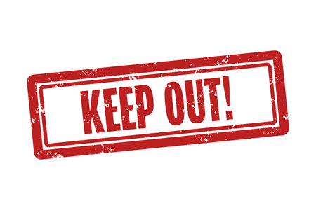 Keep Out. A red stamp isolated on white background.