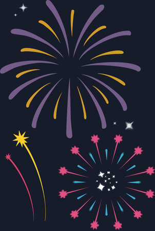 Fireworks background in vector format very easy to edit, no gradientsのイラスト素材