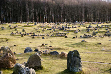 Viking graveyard of Lindholm Hoje (700-1000 bc), near Aalborg, in north Jutland, Denmarkの写真素材