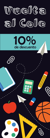 Back to School banner written in Spanish, vector illustration.のイラスト素材