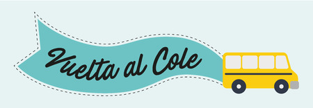 Back to School banner written in Spanish, vector illustration.のイラスト素材