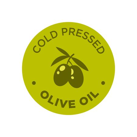 Cold pressed olive oil icon. Round and green symbol.のイラスト素材