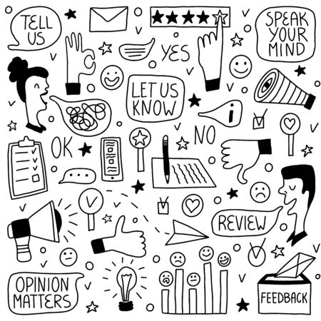 Customer review rating doole illustrationのイラスト素材