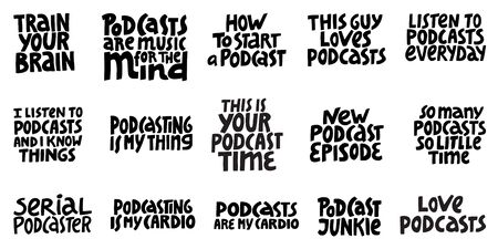 Podcast Vector Concept. Hand drawn letteringのイラスト素材