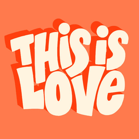 This is love hand-drawn lettering typography. Quote about love for Valentines day and wedding. Text for social media, print, t-shirt, card, poster, gift, landing page, web design elements.のイラスト素材