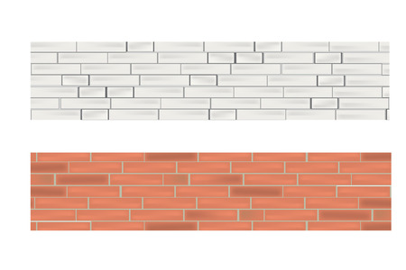 Banner set with white and red brick wall for some textのイラスト素材