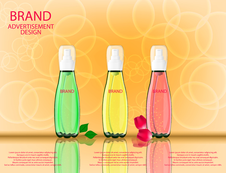 Serum Lemons, Roses, Aloe Vera  Extracts Vitamin and Collagen for Skin on the sparckling  Background, Concept Skin Care Cosmetic.のイラスト素材