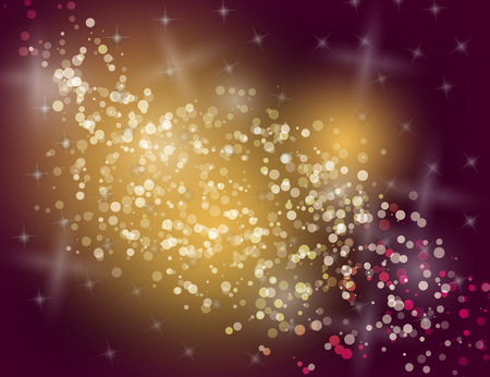Abstract Sparkling Stars Golden Holiday Background bokeh effect. Vector Illustration.のイラスト素材