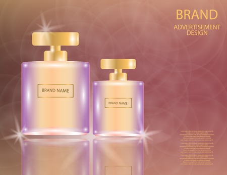 Glamorous perfume Square glass bottles on the sparkling effects background.のイラスト素材
