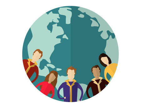 Global social network concept . Communication Systems and Technologies. Flat Designのイラスト素材