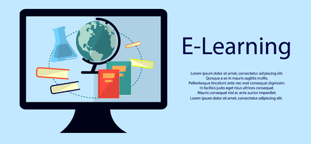 Education infographic. Flat vector illustration for e-learning and online education. Vector Illustrationのイラスト素材