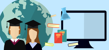 Education infographic. Flat vector illustration for e-learning and online education. Vector Illustrationのイラスト素材