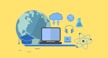 Education infographic. Flat vector illustration for e-learning and online education. Vector Illustrationのイラスト素材