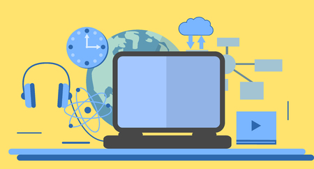 Education infographic. Flat vector illustration for e-learning and online education. Vector Illustrationのイラスト素材