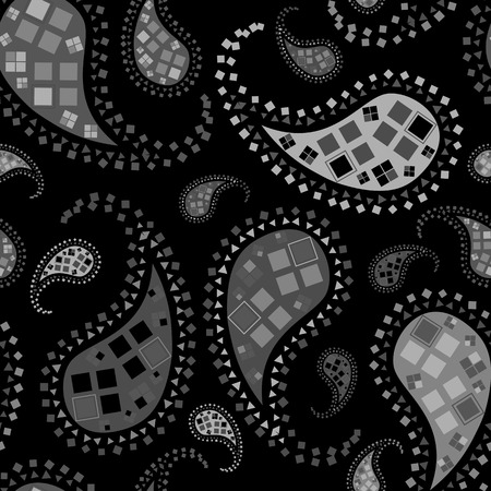 Black paisley repeated background for wallpapers, banners and covers in vectorのイラスト素材