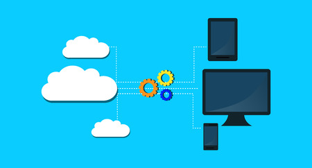 modern cloud services and Cloud Computing Elements Concept. Devices connected to the cloud with ...
