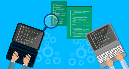 Programming and coding concept, website development, Web Design. Flat Vector Illustrationのイラスト素材