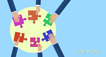 Modern Flat Illustration of Teamwork to reach goal and generate ideasのイラスト素材