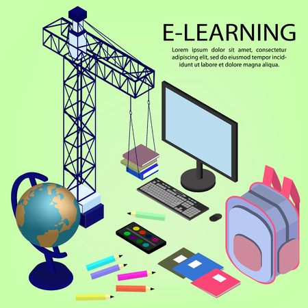 Education infographic. Isometric vector illustration for e-learning and online education. Vector Illustrationのイラスト素材