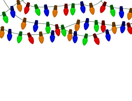 String of Color christmas light bulbs  isolated on white.Vector illlustratonのイラスト素材