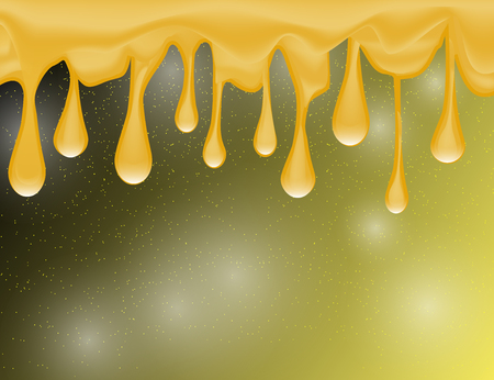 Honey splash dripping sweet drops isolated on the sparkling background. Vector Illustrationのイラスト素材