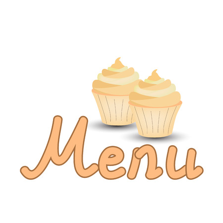 Two muffins flat design isolated on white background. Vector illustration of bakery goods for poster label and menu bakery shop.のイラスト素材