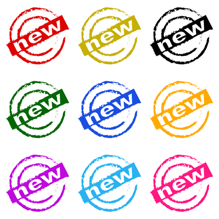 The sign new. Set of isolated signs, in various color.  In vectorのイラスト素材