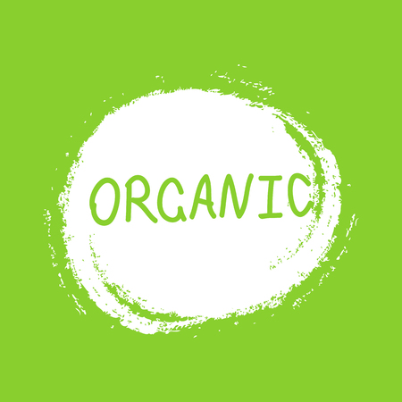 Hand drawn word organic, typography for packaging design. Vector Illustration.のイラスト素材