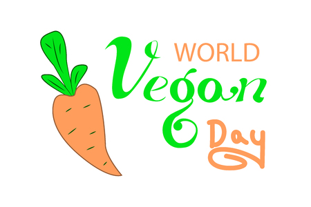 Hand drawn vegan day card with lettering Vector Illustrationのイラスト素材
