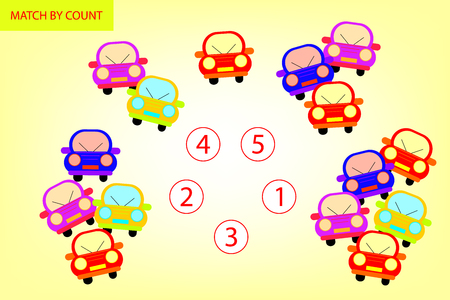 Counting Game for Preschool Children. Mathematics task. How many objects. Learning mathematics, numbers. Vector Illustrationのイラスト素材