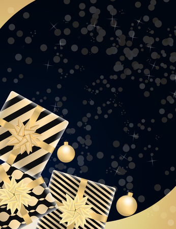 Merry Christmas and Happy New Year background with gift boxes. Modern design. Universal vector background for poster, banners, flyers, card.のイラスト素材