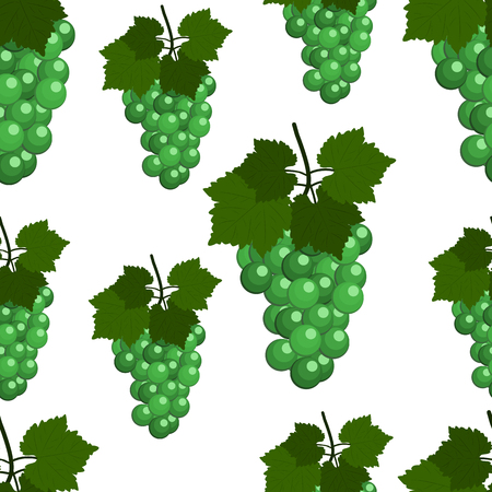 Seamless pattern with Grapes and leaves. Flat Design Vector Illustrationのイラスト素材