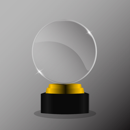 Glass shining trophy  Isolated on black background. Glass Trophy Award Vector illustration,のイラスト素材
