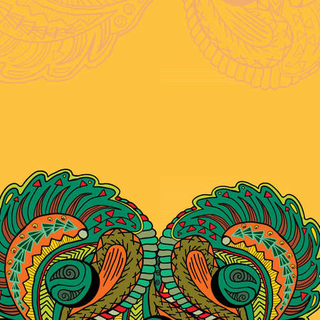 Ornamental card template on ochre backgroundのイラスト素材