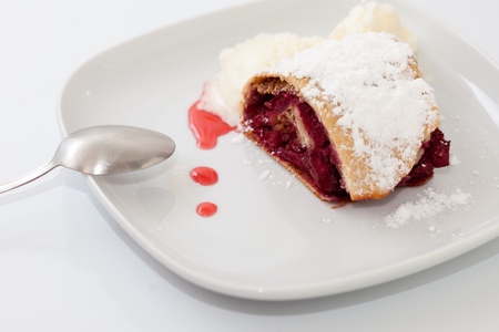 cherry strudel closeupの写真素材