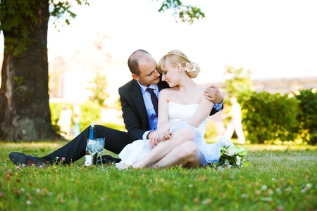 Newly-married coupleの写真素材