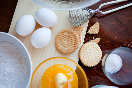 Cooking ingredients for cheesecakesの写真素材