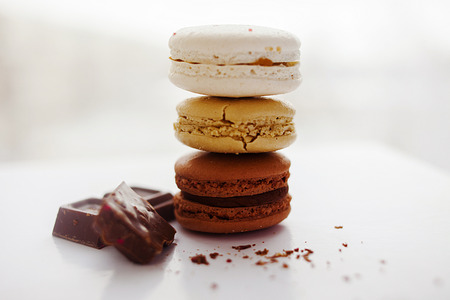 Tasty sweet homemade macaroni cookies, chocolateの写真素材