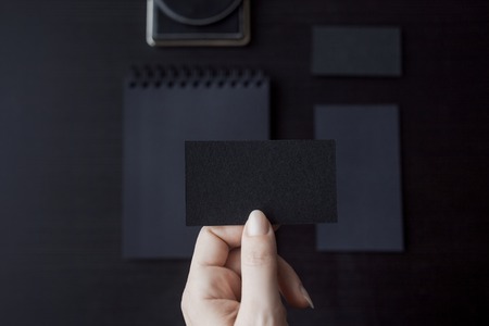 Set of black mockups on dark background