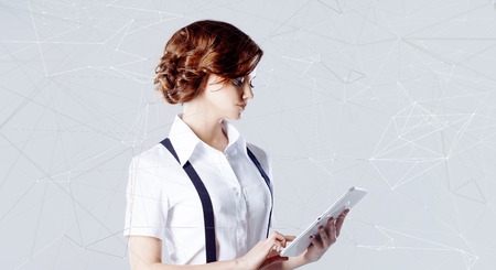 Successful business woman working on the laptopの写真素材