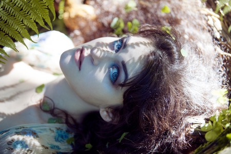 young beautiful girl, like a forest fairy. Natural beauty,の写真素材