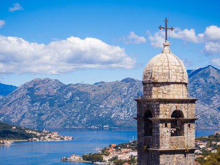 Kotor bay and Old Town from Mountain. Montenegro.の写真素材
