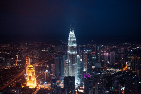 KUALA LUMPUR, MALAYSIA, NOVEMBER 22: Kuala Lumpur skyline at night, view of the centre city from TV tower November 22, 2014のeditorial素材