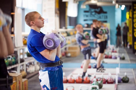 SAINT PETERSBURG, RUSSIA - JANUARY 29, 2017: competitions, men make long cycleのeditorial素材