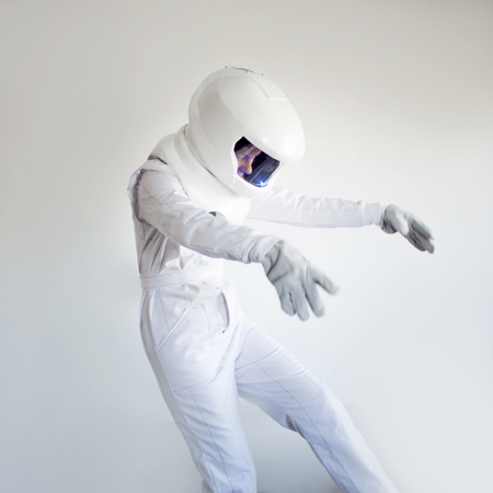 Weightlessness. Fantastic space suit. Astronaut floating in the voidの写真素材