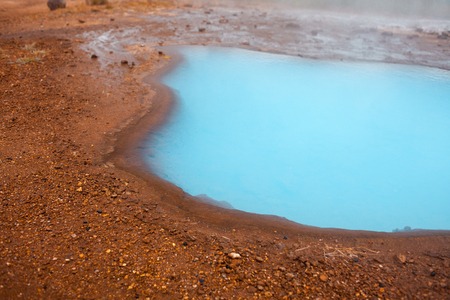 Iceland, valley of geysers, springs of hot geothermal waterの写真素材
