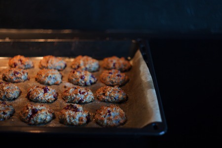 Oatmeal cookies on a baking sheet