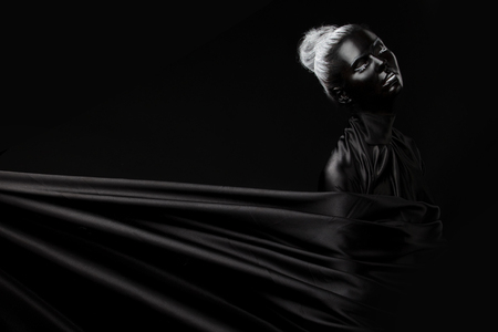 Black makeup stylish make-up, portrait with with black clothの写真素材