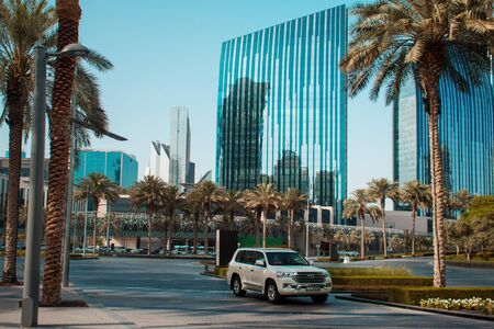 DUBAI, UNITED ARAB EMIRATES - APRIL 25, 2018: streets of a large modern city. Skyscrapers Of Dubai